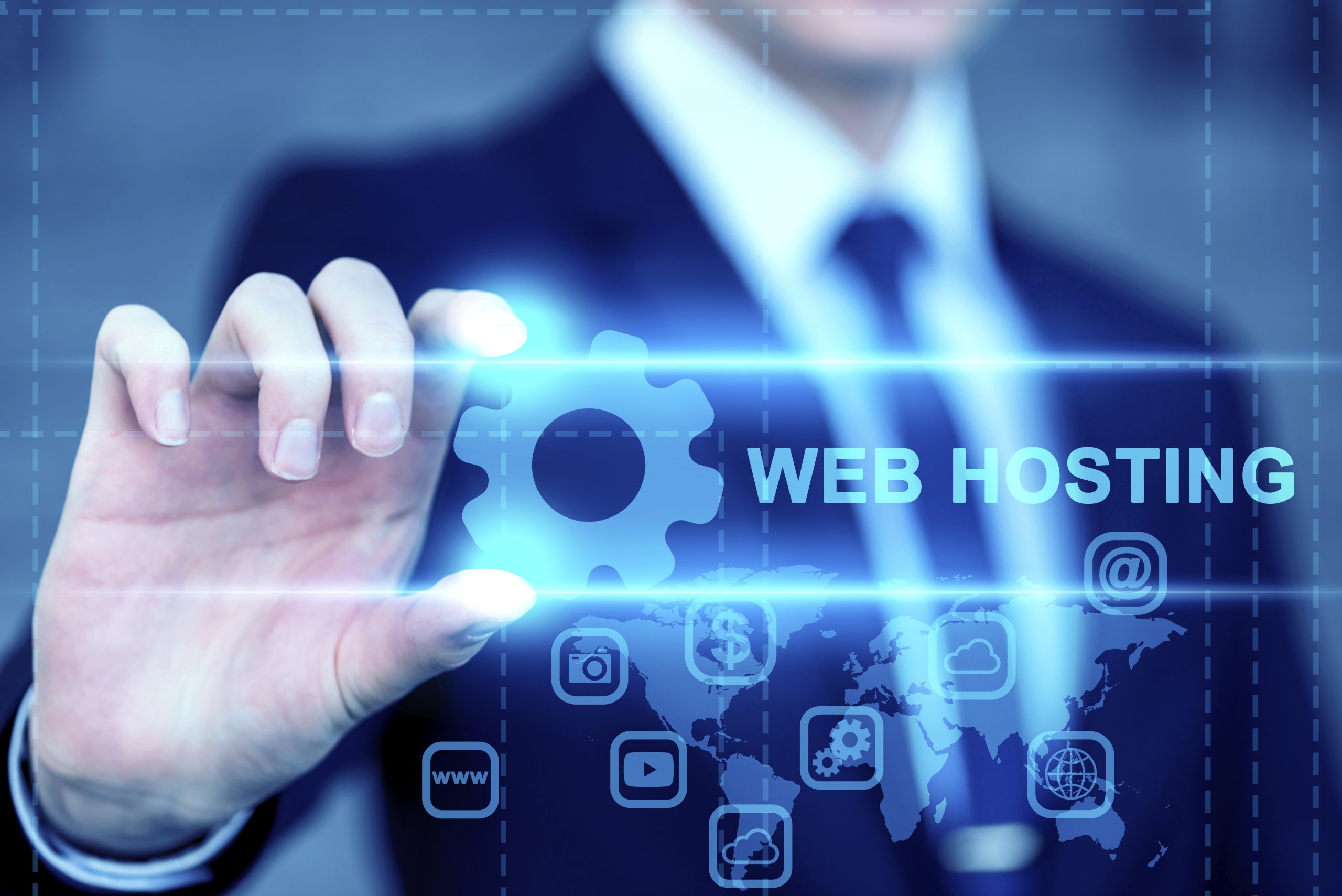 Services front view man website hosting concept