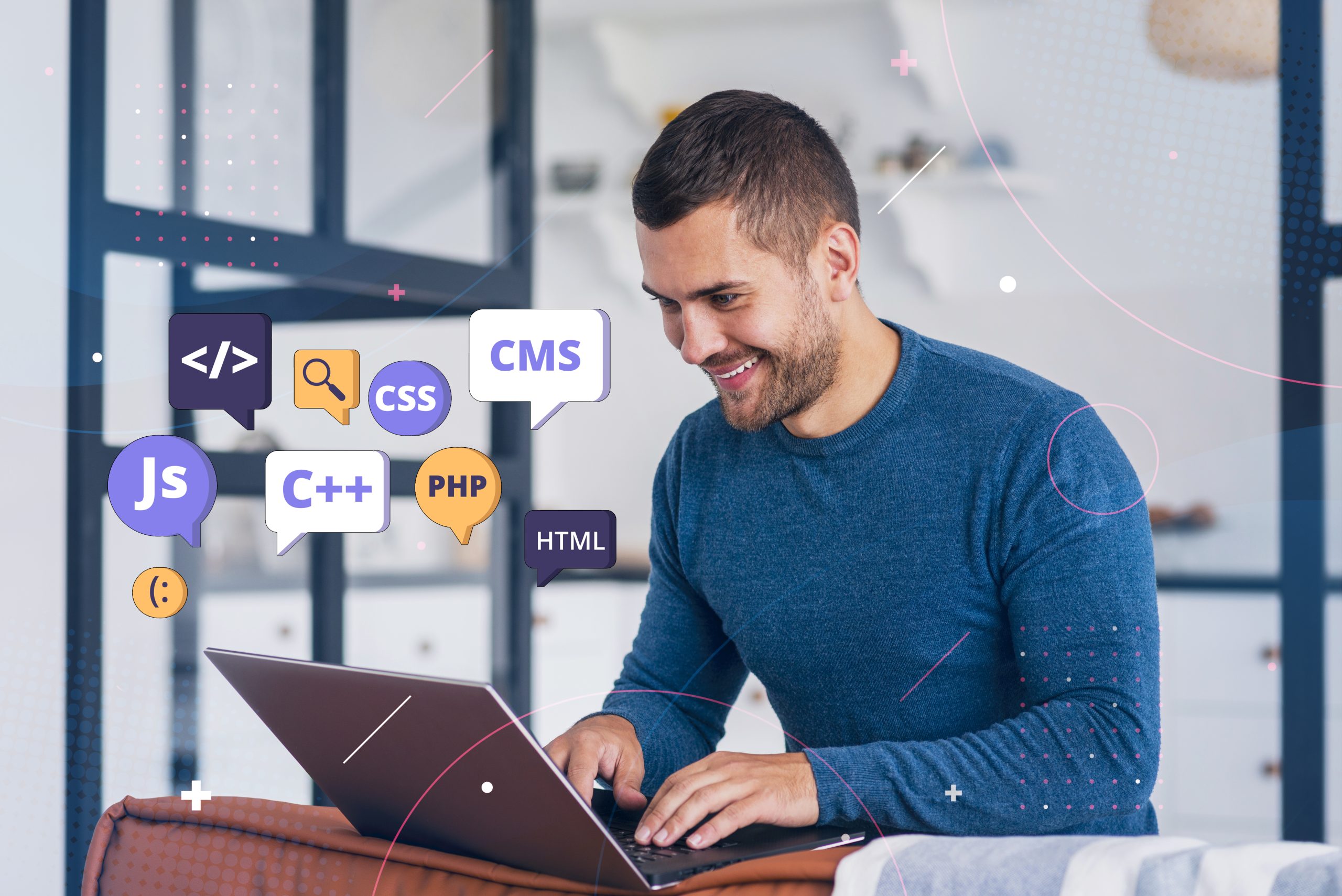 Services person front computer working html